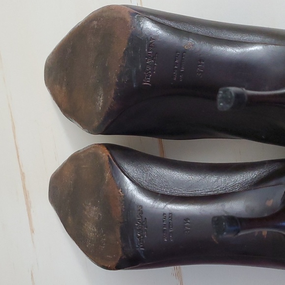 Yves Saint Laurent | Brown Fringed Leather Pumps Sz 37 1/2 - Picture 10 of 11